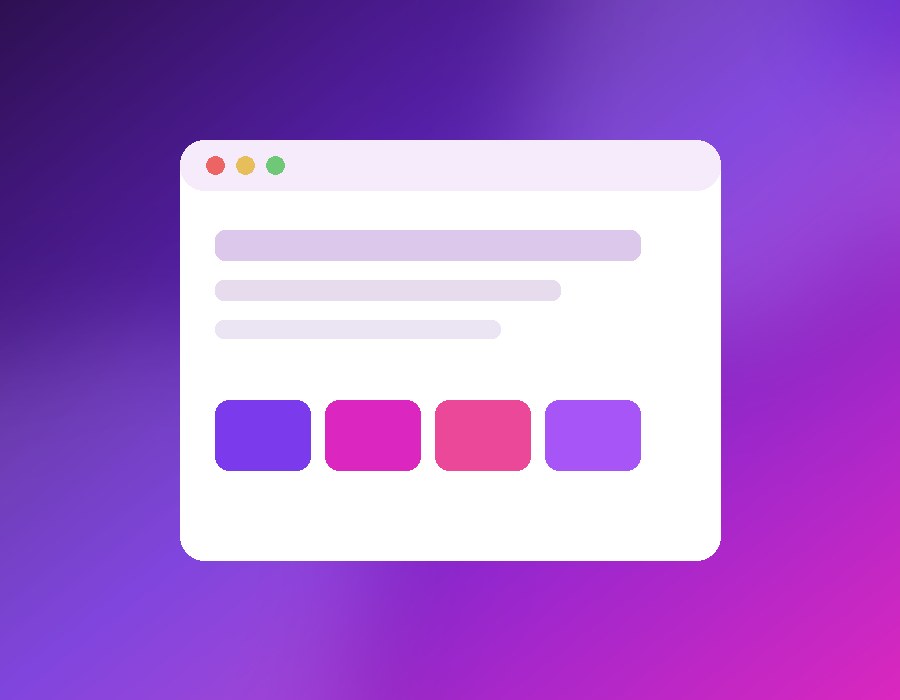 Design refresh mockup in purple and pink